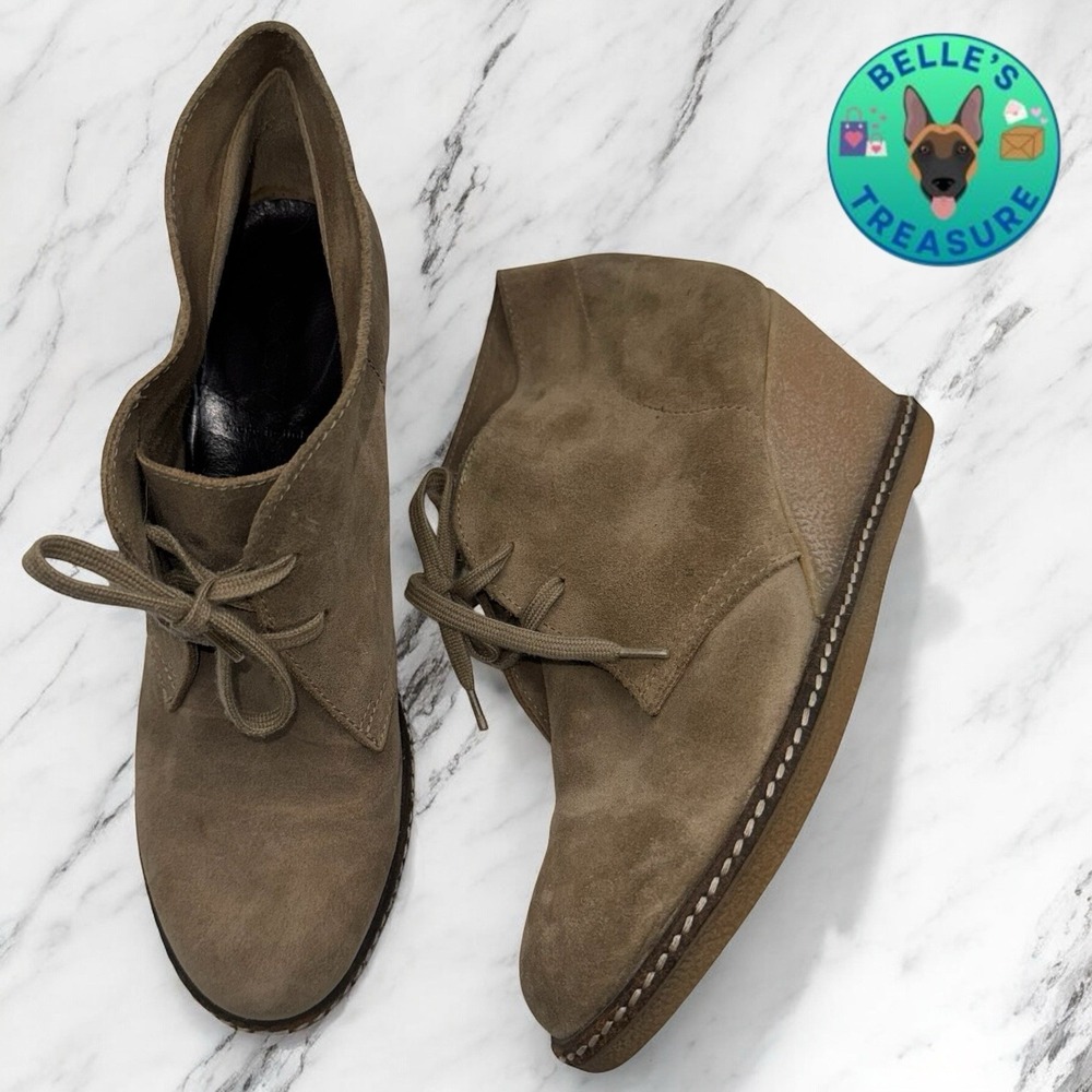 J.Crew MacAlister Womens Boots 8 Brown Leather Lace Up Wedge Chukka Boot 28671